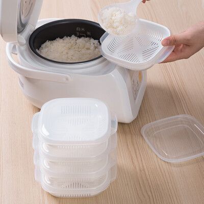 日本方形可微波密封分離式帶手把米飯便當保鮮盒(1組3件)M2755【Alex Shop】