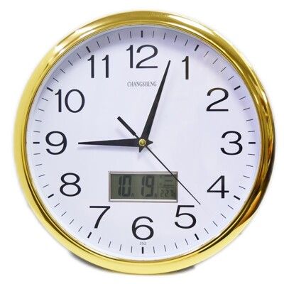 【DK452】靜音掛鐘 12寸 LCD 萬年曆 時鐘 超靜音掛鐘 超靜音時鐘 簡約時鐘 客廳時鐘