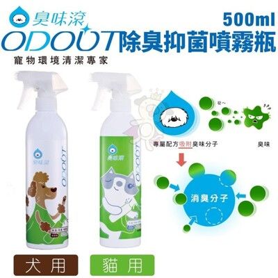 ODOUT臭味滾 除臭/抑菌噴霧瓶500ml 犬用/貓用 寵物快速消臭 省時省力 室內去味好幫手