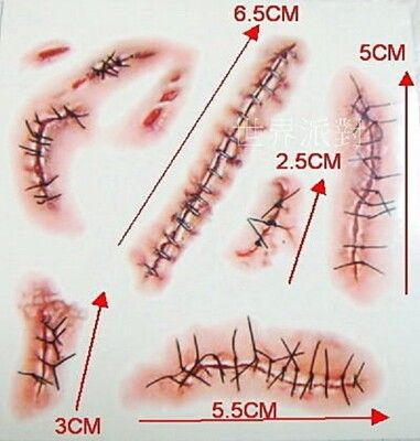 ☆派對達人☆萬聖裝扮/萬聖節紋身貼/假傷疤/道具傷疤/擦傷/疤痕貼/縫線傷紋身貼