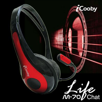 iCooby M70(黑紅)頭戴式耳機麥克風
