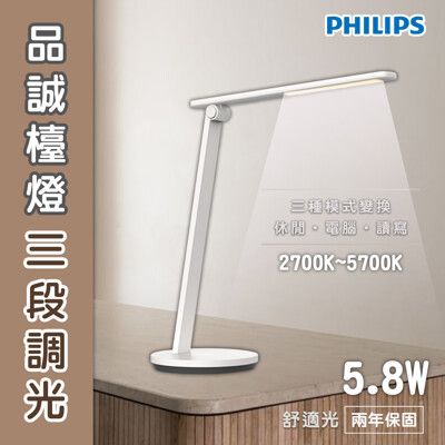 〖飛利浦 PHILIPS〗★含稅 品誠 讀寫檯燈 5.8W 蜂巢防眩★光彩  66248