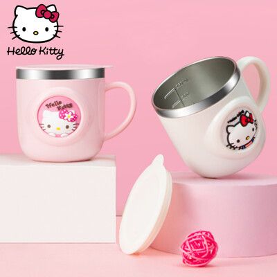 【優貝選】凱蒂貓KITTY 可愛立體刻度兒童用不鏽鋼杯子 260ML