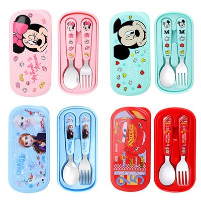 【優貝選】迪士尼米奇/米妮/愛紗/CARS 兒童學習叉匙餐具套組