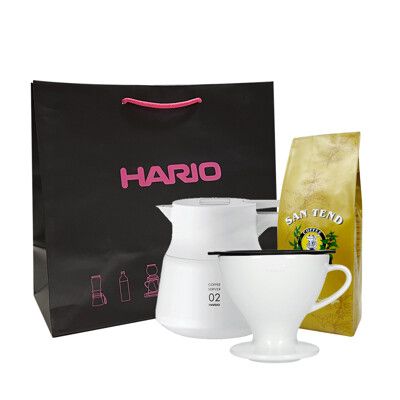 保溫壺手沖咖啡組-HARIO V60不鏽鋼保溫咖啡壺600ml&W60濾杯 附提袋 贈上田 曼巴咖啡