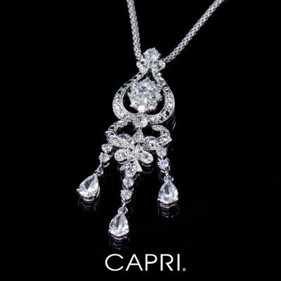 『CAPRI』精鍍白K金鑲CZ鑽 古典風長項鍊 《限量一個》