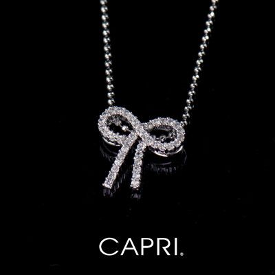 『CAPRI』精鍍白K金鑲CZ鑽 蝴蝶結項鍊 《限量一個》