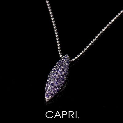 『CAPRI』精鍍白K金鑲CZ鑽  馬眼項鍊