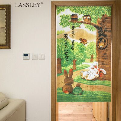 【LASSLEY】日本門簾-龜兔賽跑85X150cm(一片/雙開式)