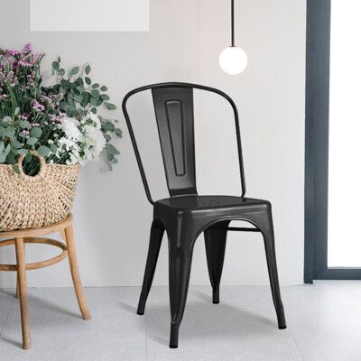 【AOTTO】高背鐵餐椅鐵椅-英倫工業風簡約(休閒椅 餐椅 鐵椅)