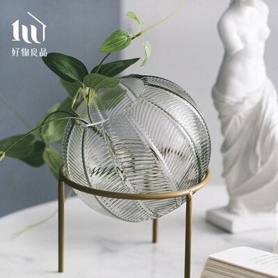 【好物良品】北歐手工圓型玻璃球形花瓶 花藝花器 插花裝飾品 桌面餐桌擺飾｜L26