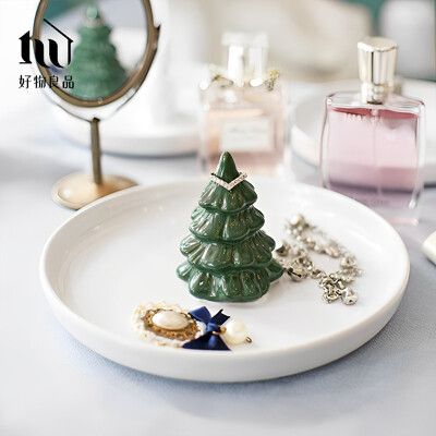 【好物良品】北歐立體聖誕樹裝飾收納陶瓷盤(5款任選) 收納盤 耳環收納 戒指收納 ｜A14