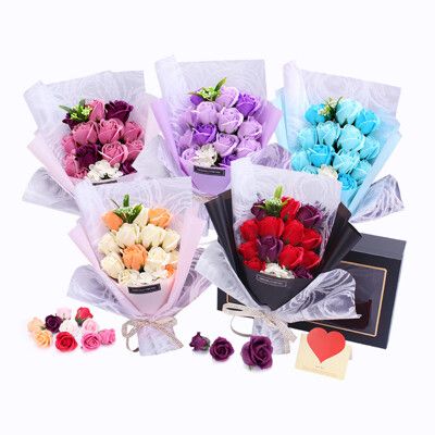 【VENCEDOR】送禮首選 13朵香皂花束 前蓋透明盒設計 玫瑰花束 情人節花束