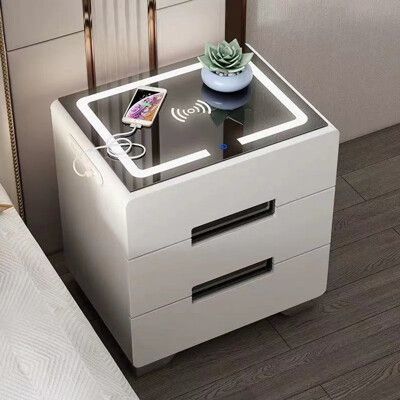 「現貨」智能床頭櫃簡約現代小戶型臥室迷你無線充電收納櫃整裝