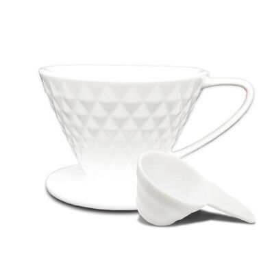 TCoffee MILA 白色鑽型陶瓷濾杯101附量匙(1~2人份) 手沖咖啡 咖啡用品 滴漏過濾