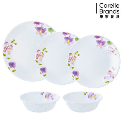 【美國康寧 Corelle】紫霧花彩餐具五件組