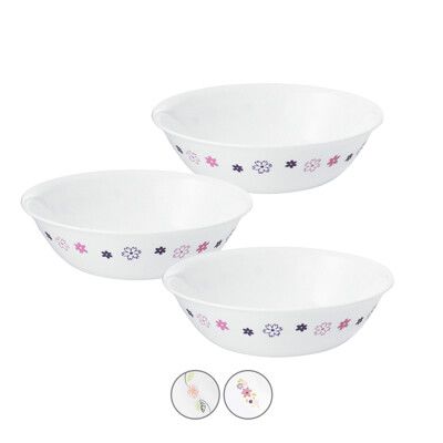 【美國康寧 Corelle】三入 1000cc湯碗(陽光橙園/花漾派對-兩款任選)