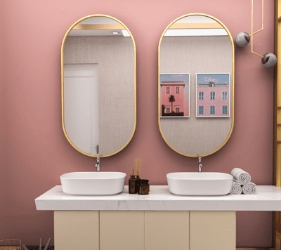 鏡子50*70CM 化妝鏡 梳妝鏡浴室鏡北歐鐵藝金色方形衛生間鏡子客廳裝飾鏡梳妝臺鏡浴室壁掛鏡穿衣鏡