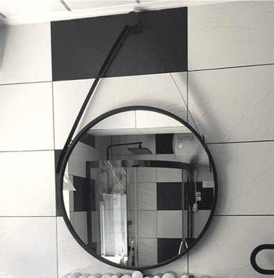 鏡子 化妝鏡 壁掛鏡 70CM鏡 圓形鏡 鐵藝壁掛鏡 圓形鏡子化妝鏡浴室鏡圓鏡裝飾鏡試衣鏡掛鏡創意鏡