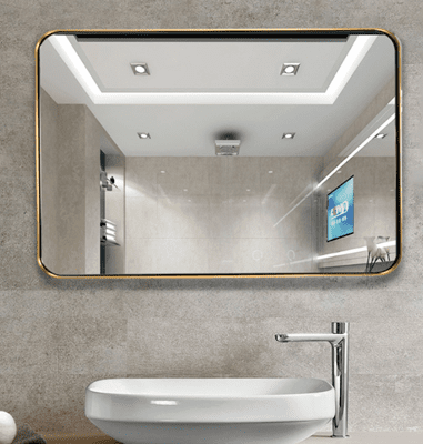 訂製 70*100cm 浴室鏡 壁掛鏡北歐不銹鋼浴室鏡子 洗手間衛生間鏡壁掛黃銅金色廁所衛浴鏡裝飾鏡