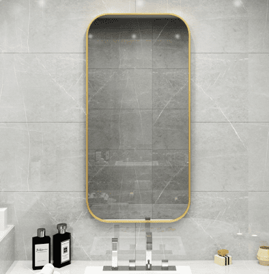 50*70cm 鏡子 壁掛鏡 全身鏡 浴室鏡 北歐掛鏡圓角長方形金色衛浴鏡全身鏡壁掛洗手臺衛生間鏡子