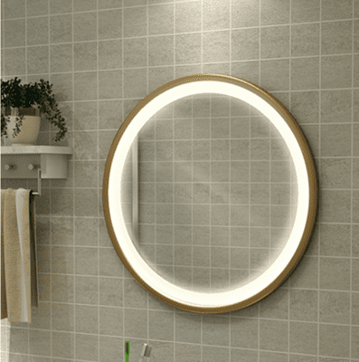 鏡子 50CM圓鏡 浴室鏡 帶燈鏡北歐化妝鏡子浴室壁掛洗手間妝鏡LED帶燈衛浴鏡歐式梳妝鏡ins圓鏡