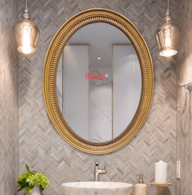 小號 鏡子 浴室鏡 橢圓鏡 化妝鏡 現代輕奢浴室鏡 壁掛衛生間美式梳妝鏡酒店歐式酒店裝飾鏡子橢圓鏡