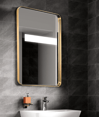 訂製 60*90cm 不鏽鋼鏡 浴室鏡 北歐不銹鋼浴室鏡子洗手間衛生間鏡壁掛黃銅金色廁所衛浴鏡裝飾鏡