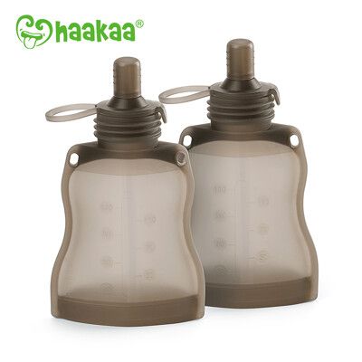 haakaa矽膠吸管美味袋130ml-2入(可裝飲料/果泥/嬰兒食品)