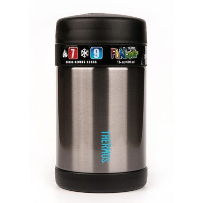 【美國膳魔師THERMOS】黑色不鏽鋼悶燒罐(附湯匙)470ML