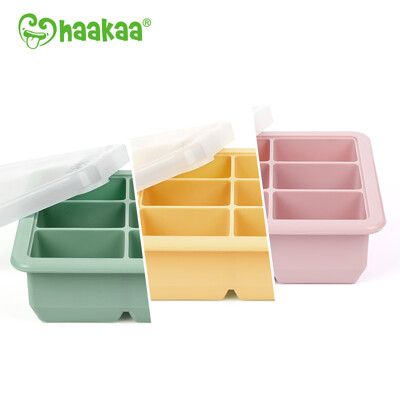 Haakaa 6格矽膠副食品分裝盒/製冰盒 (綠/黃/粉/橘)