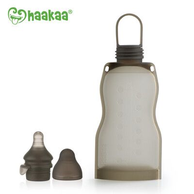 haakaa矽膠多功能儲乳袋-奶嘴套組(奶嘴頭+母乳儲存袋260ml)