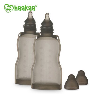 haakaa矽膠多功能儲乳袋-奶嘴套組2入(奶嘴頭x2+母乳儲存袋260mlx2)