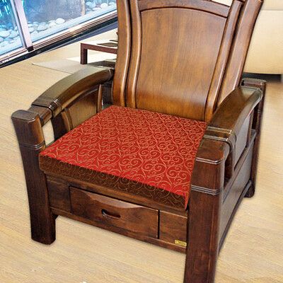 【凱蕾絲帝】台灣製造-高支撐記憶聚合緹花坐墊/沙發墊/實木椅墊54x56cm-如意紅
