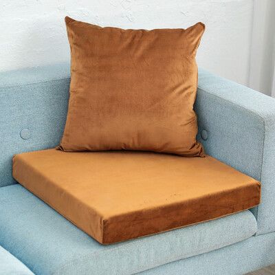 【凱蕾絲帝】台灣製造-高支撐記憶聚合加厚絨布坐墊/沙發墊/實木椅墊55x55cm-咖啡