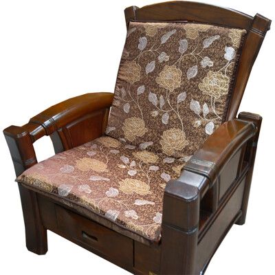 【凱蕾絲帝】木椅通用~100%台灣製造-高支撐加厚連體L型背坐墊-里昂玫瑰-咖啡