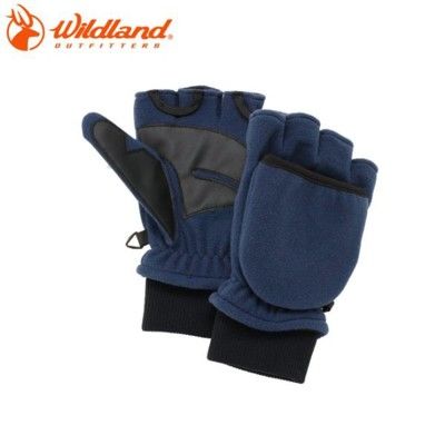Wildland 荒野休閒 中性防風保暖翻蓋手套《深藍》0A32005-72/超細天鵝絨/手心止滑/
