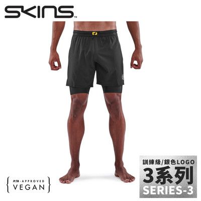 SKINS 澳洲 男 3系列 二合一壓縮短褲《黑》ST0030107/壓縮褲/運動褲/彈力褲/緊身褲