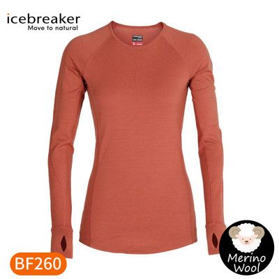 Icebreaker 女 ZONE 網眼透氣保暖長袖上衣 BF260《柚橘》104477/內層衣/薄