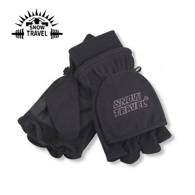 SNOW TRAVEL 防風半指兩用手套《黑》AR-48/防風手套/保暖手套/防滑手套/刷毛手套/機