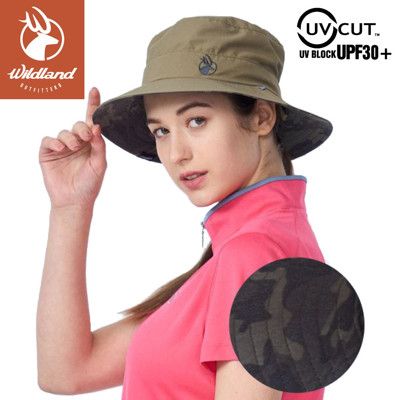Wildland 荒野 中性抗UV印花雙面漁夫帽《小麥色》W1076/防曬帽/遮陽帽