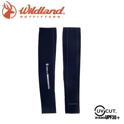 Wildland 荒野 中性印花開洞抗UV透氣袖套《深藍》W1810/春夏款/抗UV/防曬袖套