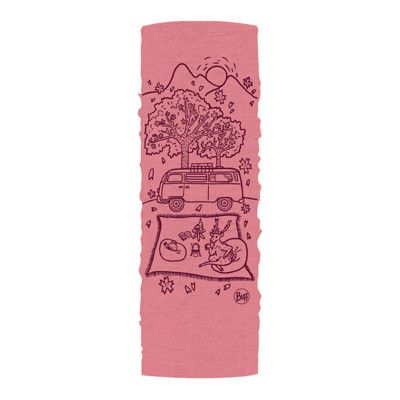 BUFF 西班牙 舒適125gsm美麗諾羊毛頭巾-動物山遊系列《露櫻粉粉》131537/圍脖/帽子/