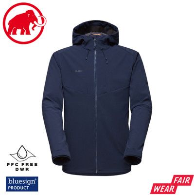 MAMMUT 瑞士 男 Sapuen SO Hooded Jacket 防風透氣軟殼連帽外套《海洋藍