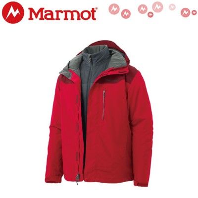 MARMOT 男 Bastione兩件式防水透氣外套《紅》40320/保暖外套/刷毛內裡/連帽夾克/