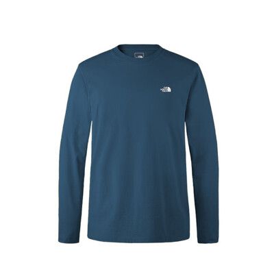 The North Face 男 LOGO長袖棉T AP《汽油藍》8AT8/登山/健行/圓領T/休閒