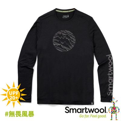 SmartWool 美國 男 Merino Sport 150塗鴉長袖T恤《無畏風暴/黑》SW016