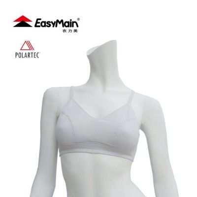 EasyMain 衣力美 頂級彈性快乾運動胸衣 細肩帶 米灰內衣/彈性內衣/運動內衣/快乾內衣/透氣