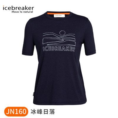 Icebreaker 女 Central圓領短袖上衣(冰峰日落)JN160《深藍》IB0A56DK/