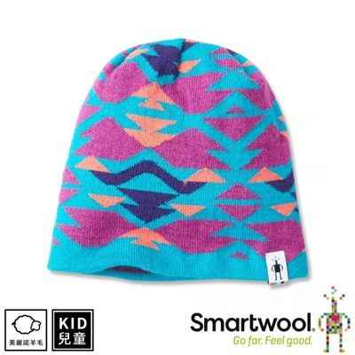 SmartWool 美國 孩童雙面幾何圓帽 海洋藍《海洋藍》針織帽/毛線帽/羊毛帽